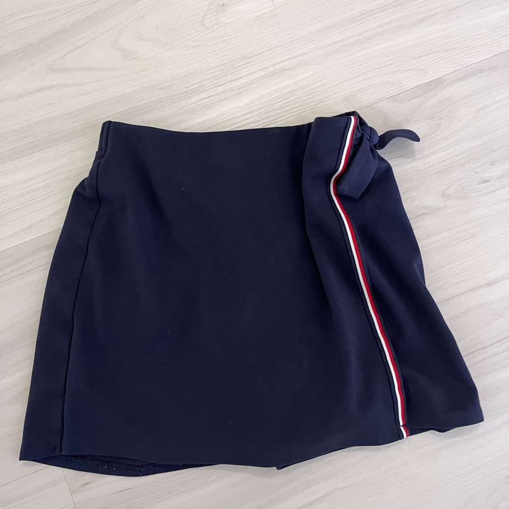 Tommy Hilfiger Navy Wrap Skort with Red and White Accent